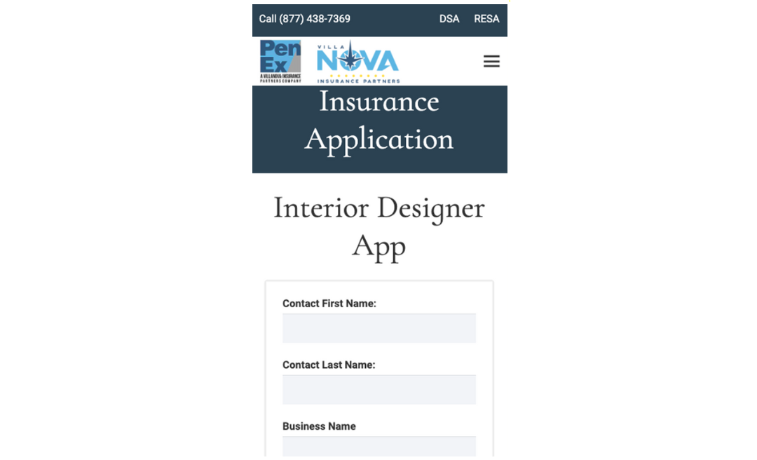 Our Quick & Simple Interior Design Insurance Application