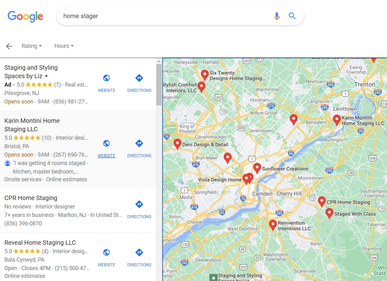 Google local search